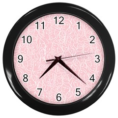 Elios Shirt Faces In White Outlines On Pale Pink Cmbyn Wall Clocks (black) by PodArtist
