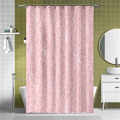 Elios Shirt Faces In White Outlines On Pale Pink Cmbyn Shower Curtain 48  X 72  (small)  by PodArtist