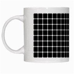 Black And White Optical Illusion Dots And Lines White Mugs by PodArtist