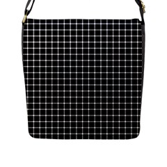 Black And White Optical Illusion Dots And Lines Flap Messenger Bag (l)  by PodArtist