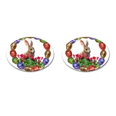 Easter Eggs Rabbit Celebration Cufflinks (oval) by Sapixe