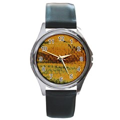 Fabric Textile Texture Abstract Round Metal Watch by Sapixe