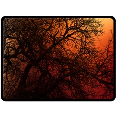 Sunset Silhouette Winter Tree Fleece Blanket (large) by LoolyElzayat