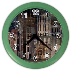 Architecture City Home Window Color Wall Clocks by Nexatart