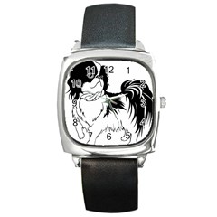 Animal Canine Dog Japanese Chin Square Metal Watch by Sapixe