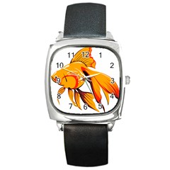 Goldfish Fish Tank Water Tropical Square Metal Watch by Sapixe