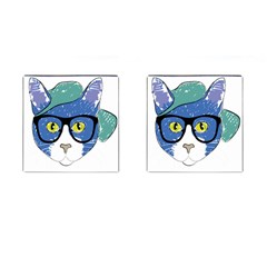 Drawing Cat Pet Feline Pencil Cufflinks (square) by Sapixe