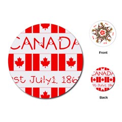 Canada Day Maple Leaf Canadian Flag Pattern Typography  Playing Cards (round)  by yoursparklingshop