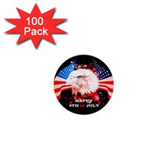 Independence Day, Eagle With Usa Flag 1  Mini Magnets (100 Pack)  by FantasyWorld7