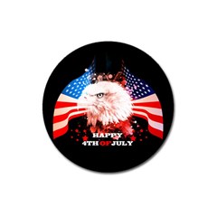 Independence Day, Eagle With Usa Flag Magnet 3  (round) by FantasyWorld7