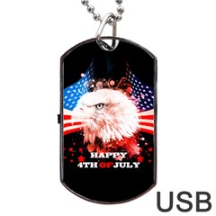 Independence Day, Eagle With Usa Flag Dog Tag Usb Flash (one Side) by FantasyWorld7
