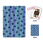 Footprints Cat Black On Batik Pattern Teal Violet Playing Card Back