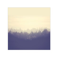 Cloudy Foggy Forest With Pine Trees Small Satin Scarf (square) by genx