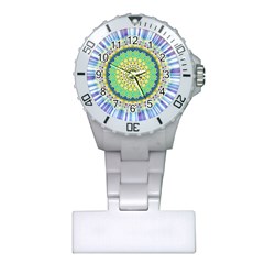 Power Mandala Sun Blue Green Yellow Lilac Plastic Nurses Watch by EDDArt