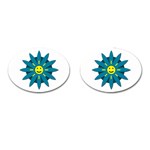 Smiley flower Cufflinks (Oval) Front(Pair)
