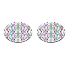 Colorful Modern Floral Baroque Pattern 7500 Cufflinks (oval) by dflcprints