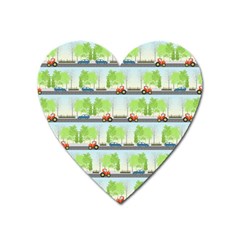 Cars And Trees Pattern Heart Magnet by linceazul