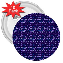 Hearts Butterflies Blue 3  Buttons (10 Pack)  by snowwhitegirl