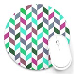 Zigzag Chevron Pattern Aqua Purple Round Mousepads Front