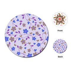 Blue Vintage Flowers Playing Cards (round)  by snowwhitegirl