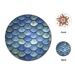 Blue Mermaid Scale Playing Cards (round)  by snowwhitegirl
