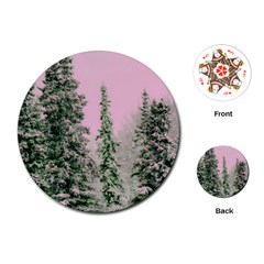 Winter Trees Pink Playing Cards (round)  by snowwhitegirl