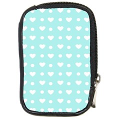 Hearts Dots Blue Compact Camera Leather Case by snowwhitegirl