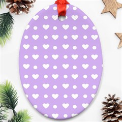 Hearts Dots Purple Oval Ornament (two Sides) by snowwhitegirl