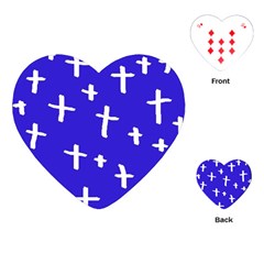 Blue White Cross Playing Cards (heart)  by snowwhitegirl