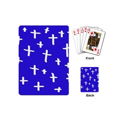 Blue White Cross Playing Cards (mini)  by snowwhitegirl