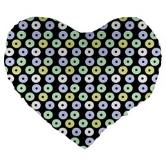 Eye Dots Black Pastel Large 19  Premium Flano Heart Shape Cushions by snowwhitegirl