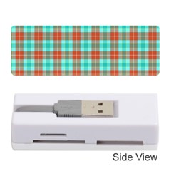 Aqua Orange Plaid Memory Card Reader (stick) by snowwhitegirl
