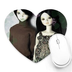 Dolls In The Grass Heart Mousepads by snowwhitegirl