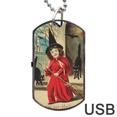 Haloweencard3 Dog Tag Usb Flash (two Sides) by vintage2030