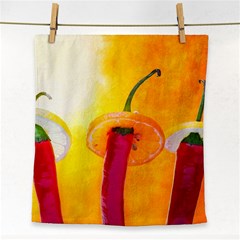 Three Red Chili Peppers Face Towel by FunnyCow
