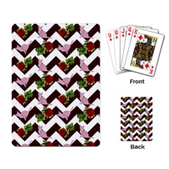 Cat Rose Chevron Playing Card by snowwhitegirl