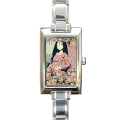 Rose Floral Doll Rectangle Italian Charm Watch by snowwhitegirl