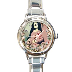 Rose Floral Doll Round Italian Charm Watch by snowwhitegirl