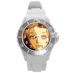 Butterfly Eyes Round Plastic Sport Watch (l) by snowwhitegirl