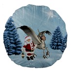Santa Claus With Cute Pegasus In A Winter Landscape Large 18  Premium Round Cushions Back