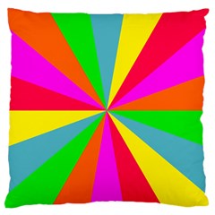Neon Rainbow Burst Large Flano Cushion Case (two Sides) by PodArtist