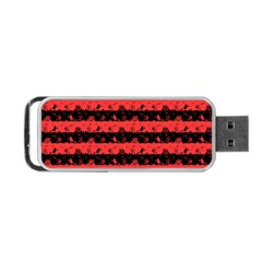 Donated Kidney Pink And Black Halloween Nightmare Stripes  Portable Usb Flash (two Sides) by PodArtist