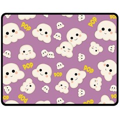 Cute Kawaii Popcorn Pattern Fleece Blanket (medium)  by Valentinaart