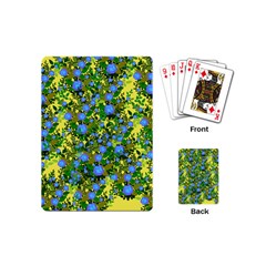 Blue Luminescent Roses Yellow Playing Cards (mini) by snowwhitegirl