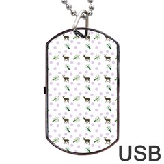 White Deer Pattern Dog Tag Usb Flash (one Side) by snowwhitegirl