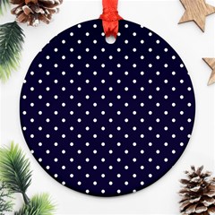 Little  Dots Navy Blue Ornament (round) by snowwhitegirl
