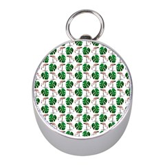 Flamingo Leaf Patttern Mini Silver Compasses by snowwhitegirl