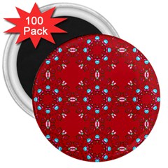 Embroidery Paisley Red 3  Magnets (100 Pack) by snowwhitegirl