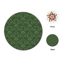 Damask Green Playing Cards (round) by vintage2030