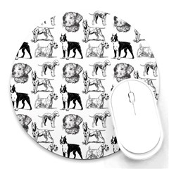 Dog Pattern White Round Mousepads by snowwhitegirl